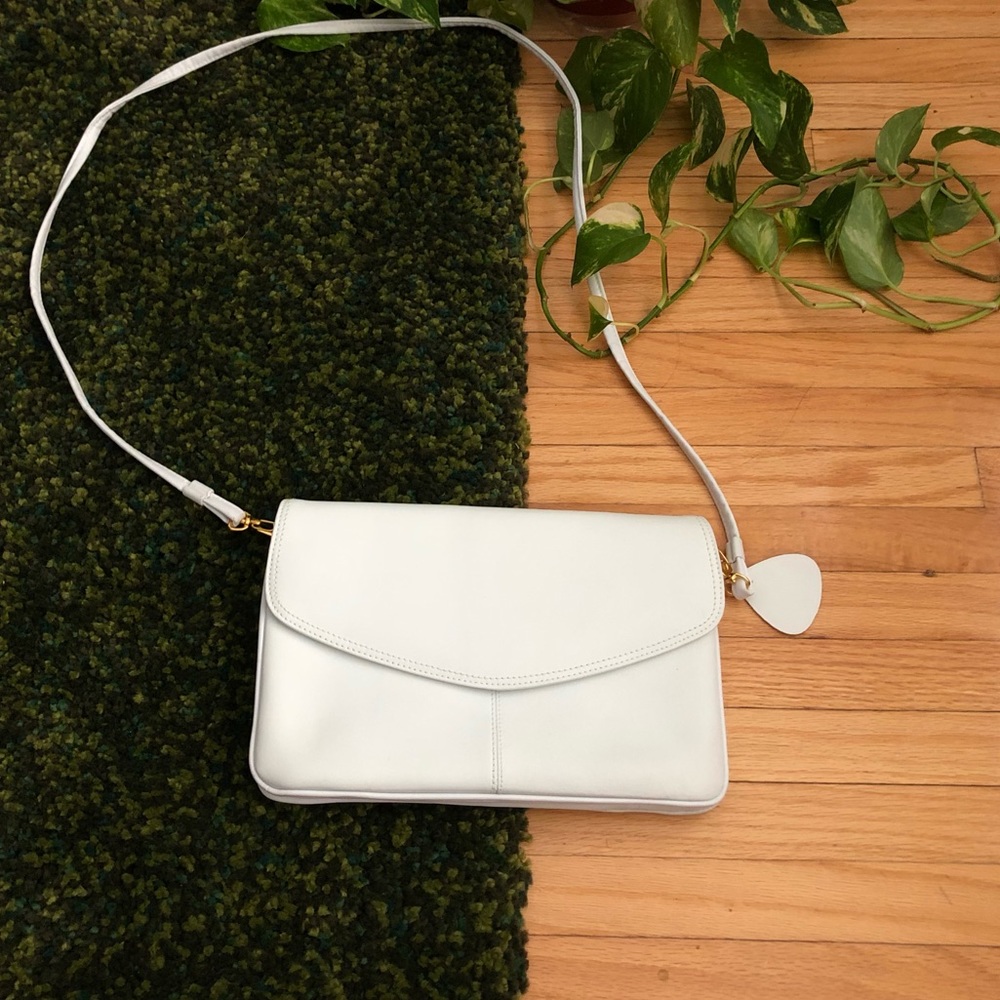 RAFY White Genuine Leather Crossbody Bag